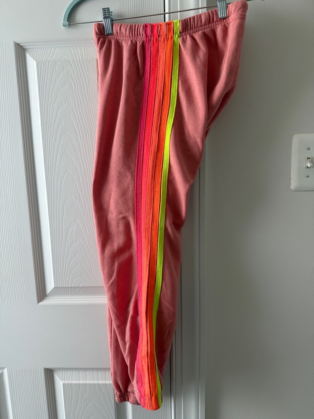 Aviator Nation Coral Pink Jogger Pants with Neon Stripes - Size XS - Picture 8 of 8
